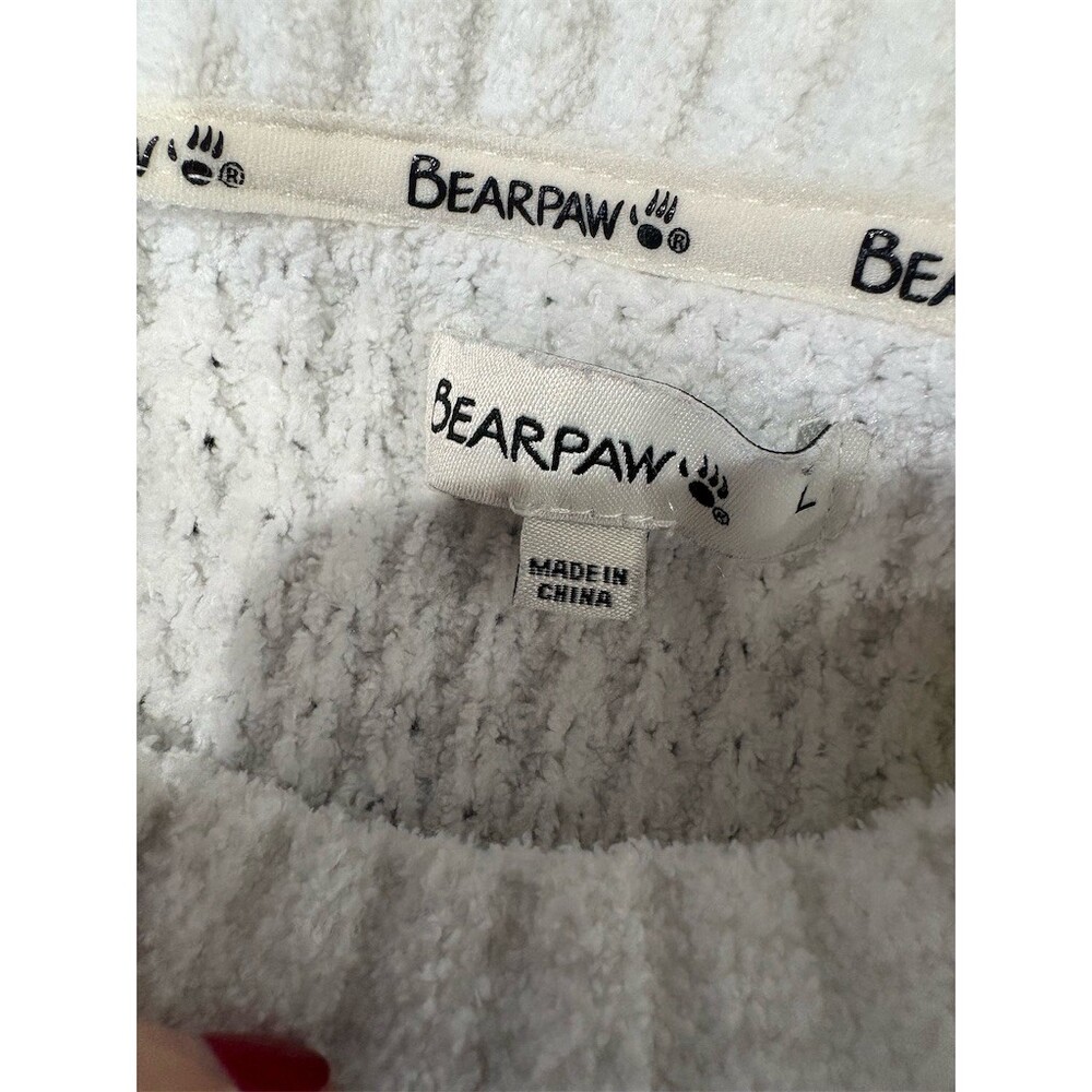 BearPaw Sweater Womens Size L Gray White Striped Waffle Knit Pullover - Picture 7 of 9